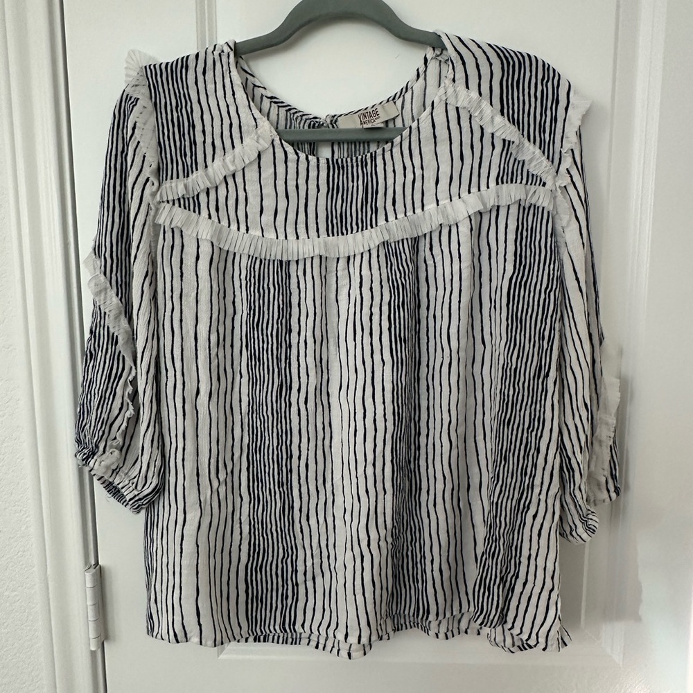 Vintage America Blues Striped Blouse